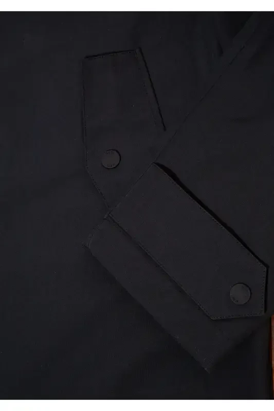 Black hooded, loose fit long coat. 0110430-900 - 8