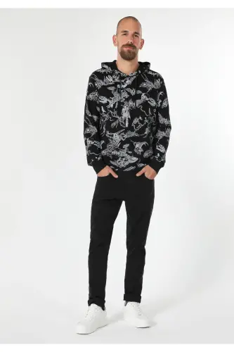 Black Hooded Men's Sweatshirt (Cl1061533) - 1