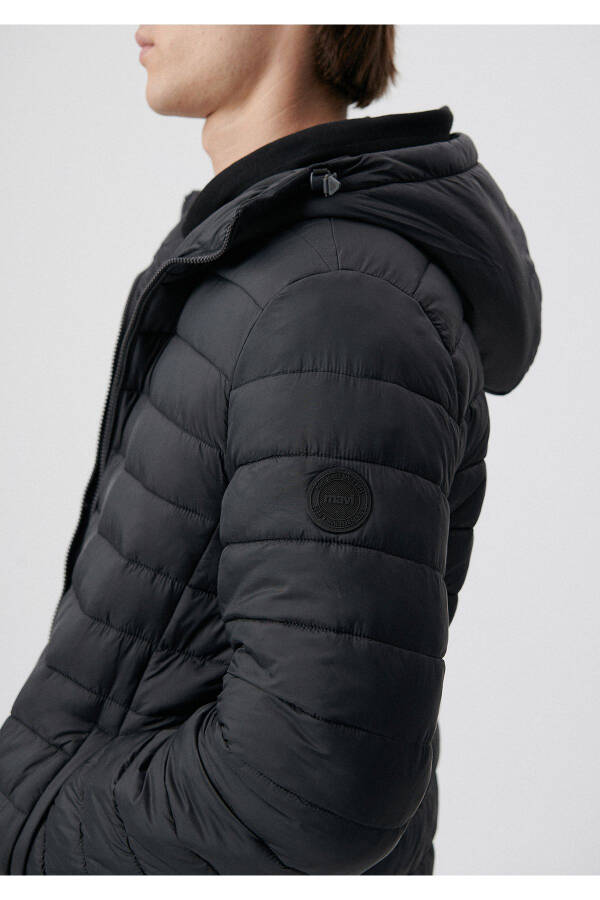 Black Hooded Puffer Jacket - 4