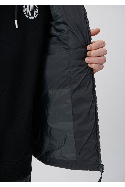 Black Hooded Puffer Jacket - 5