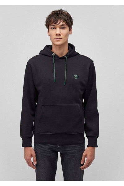 Black Hooded Sweatshirt with Logo Embroidery 065809-900 - 3