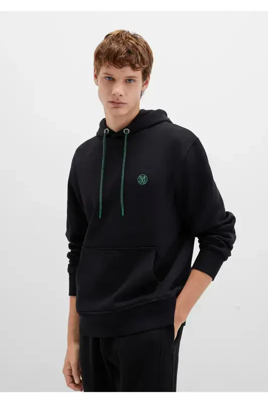 Black Hooded Sweatshirt with Logo Embroidery 065809-900 - 1