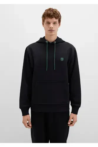 Black Hooded Sweatshirt with Logo Embroidery 065809-900 - 4