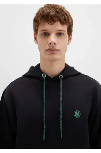 Black Hooded Sweatshirt with Logo Embroidery 065809-900 - 6