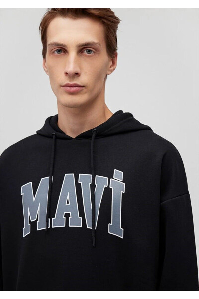 Black Hooded Sweatshirt with Logo Print 067149-902 - 4