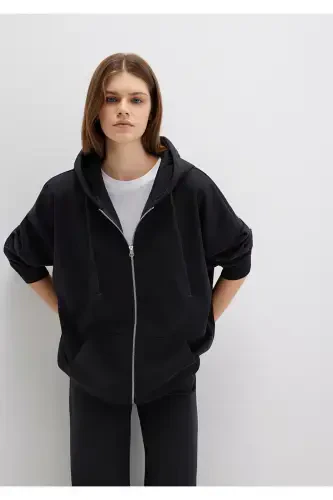 Black Hooded Zip Sweatshirt 1610221-900 - MAVI (1)