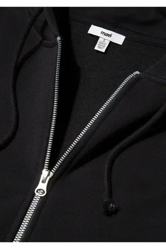 Black Hooded Zip Sweatshirt 1610221-900 - 7