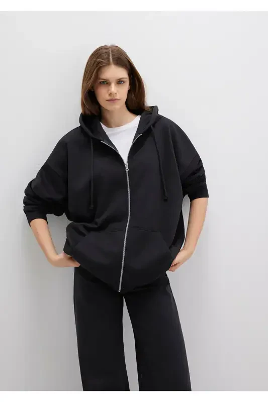 Black Hooded Zip Sweatshirt 1610221-900 - MAVI