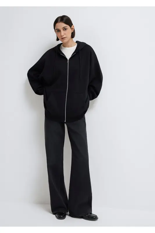 Black Hooded Zip Sweatshirt 1610221-900 - 2