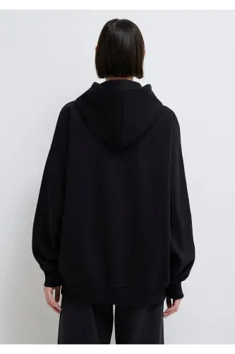 Black Hooded Zip Sweatshirt 1610221-900 - 6
