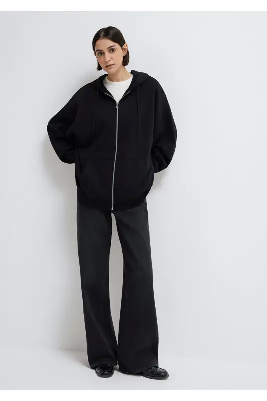 Black Hooded Zip Sweatshirt 1610221-900 - 2