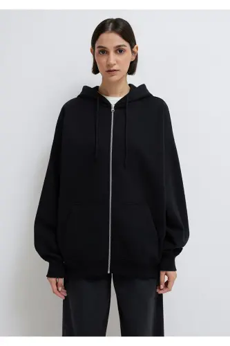 Black Hooded Zip Sweatshirt 1610221-900 - 4