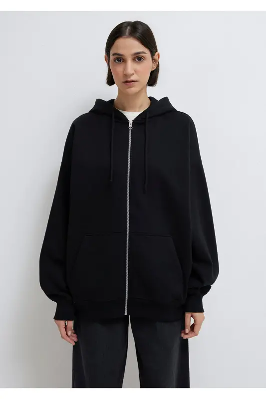 Black Hooded Zip Sweatshirt 1610221-900 - 4