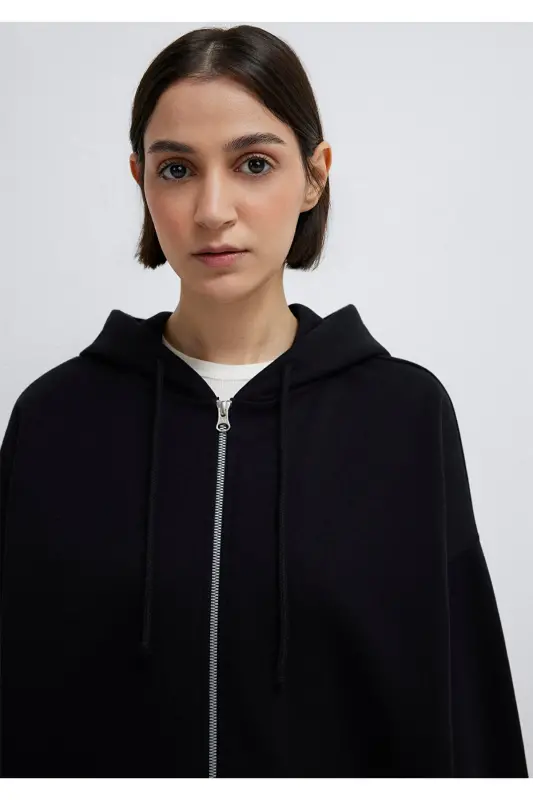 Black Hooded Zip Sweatshirt 1610221-900 - 7