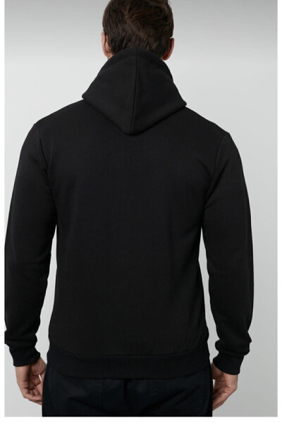 Black Hooded Zipper Jacket - 2