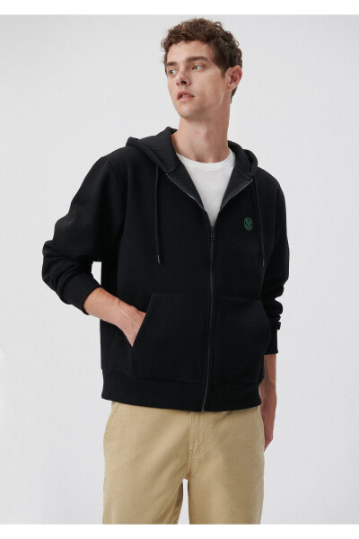 Black Hoodie with Logo and Zipper 066979-900 - 7