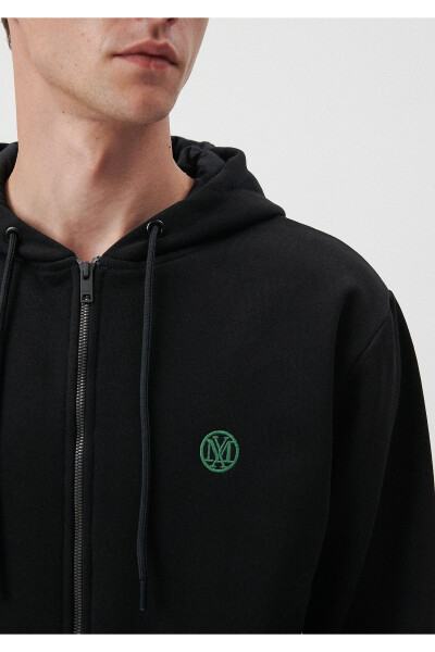 Black Hoodie with Logo and Zipper 066979-900 - 12