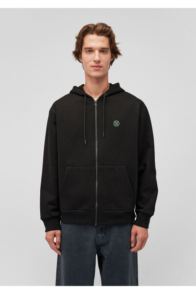 Black Hoodie with Logo and Zipper 066979-900 - 3