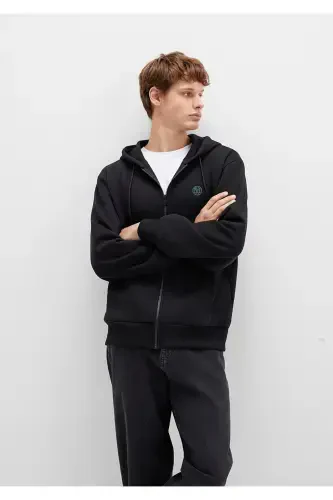 Black Hoodie with Logo and Zipper 066979-900 - MAVI (1)