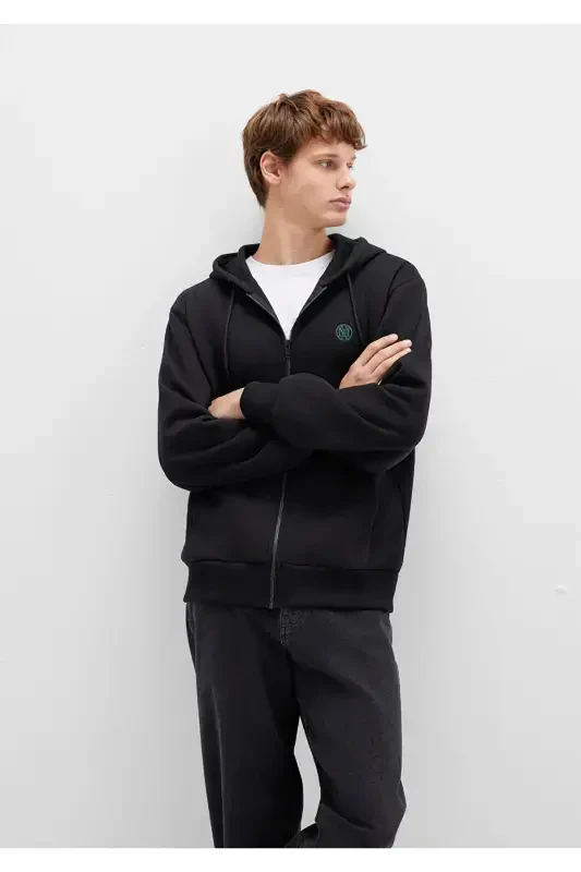 Black Hoodie with Logo and Zipper 066979-900 - 2