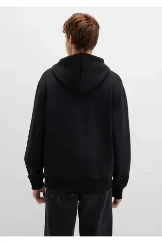 Black Hoodie with Logo and Zipper 066979-900 - 5