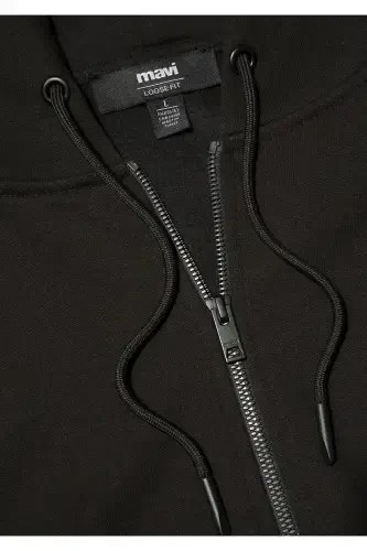 Black Hoodie with Logo and Zipper 066979-900 - 7