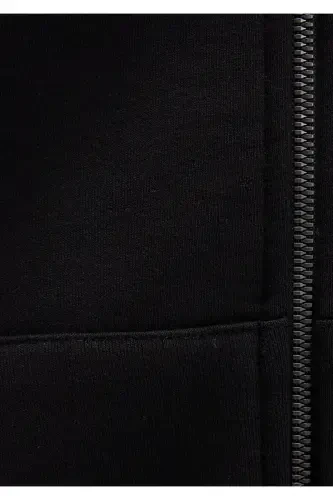 Black Hoodie with Logo and Zipper 066979-900 - 8