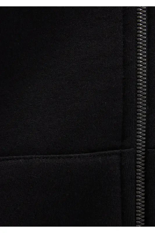 Black Hoodie with Logo and Zipper 066979-900 - 8