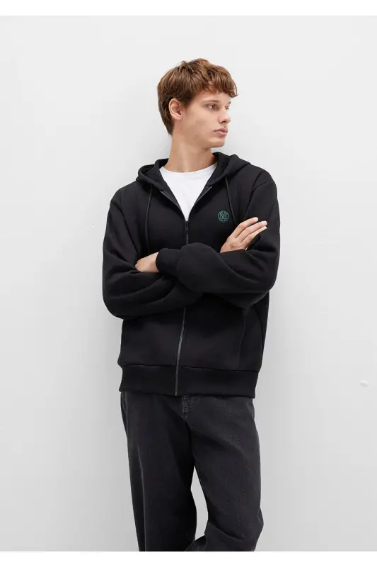 Black Hoodie with Logo and Zipper 066979-900 - 2