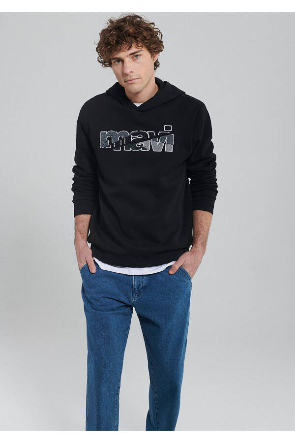 Black Hoodie with Logo Print 0s10105-900 - 2