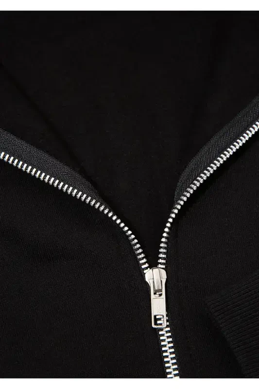 Black Hoodie with Zipper and Logo Print 1s10178-900 - 8