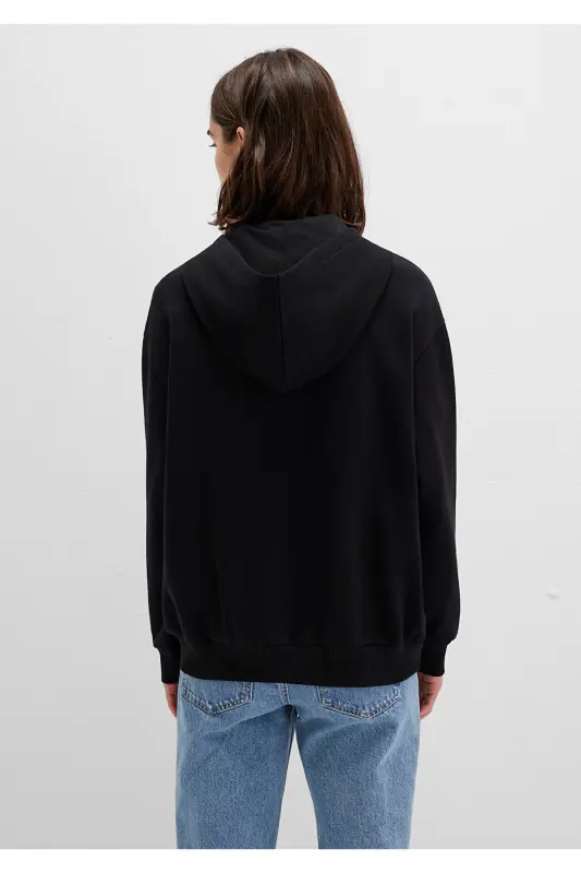 Black Hoodie with Zipper and Logo Print 1s10178-900 - 5