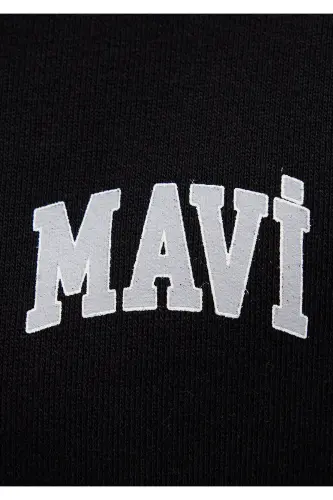 Black Hoodie with Zipper and Logo Print 1s10178-900 - 7