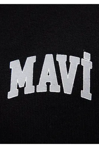 Black Hoodie with Zipper and Logo Print 1s10178-900 - 7