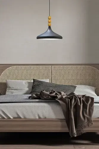 Black Inner White Champion Wooden Beaded Single Chandelier Pendant Living Room Kitchen Boutique Lamp-Black Inner White - 5