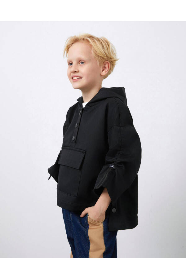 Black Jacket with Ruffled Sleeves - 5