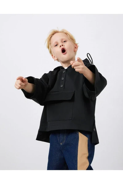 Black Jacket with Ruffled Sleeves - Modazone