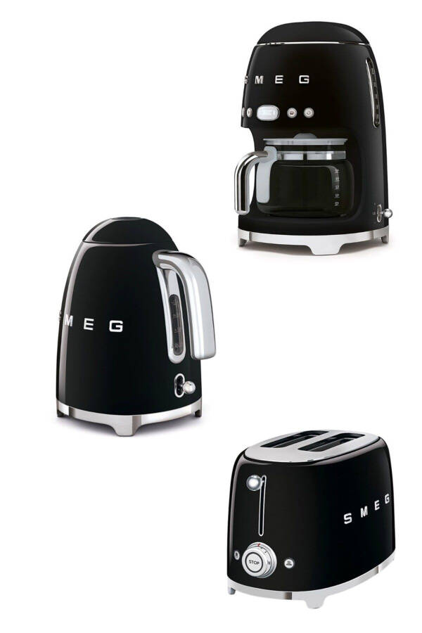 Black Kettle 1x2 Toaster and Filter Coffee Maker Set - 1