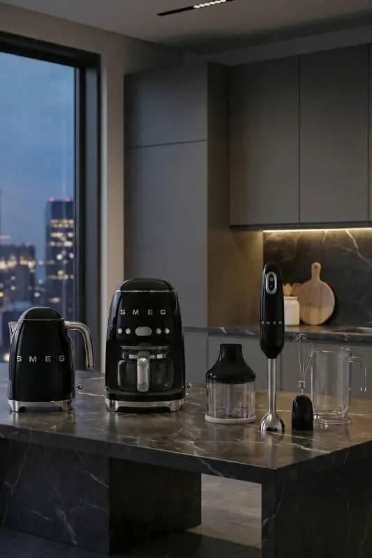 Black Kettle, filter coffee maker and hand blender set. - 2