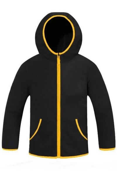 Black Kids Fleece Hoodie with Kangaroo Pocket - ARMADILLOS