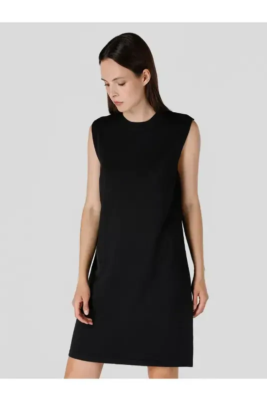 Black knit women's dress - 1