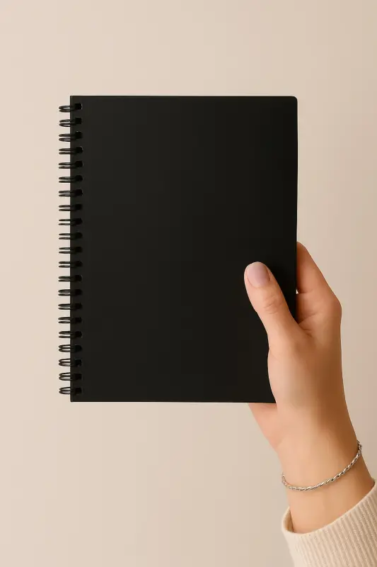Black Kraft Cover Lined Notebook - 1