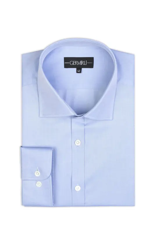 Black Label Thomas Mason Sea Island paxtadan tayyorlangan klassik yoqali, mos keladigan kesilgan, ko'k rangli twill to'qimali ko'ylak - 2