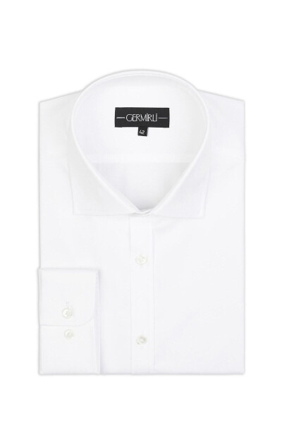 Black Label White Twill Texture Tailor Fit Classic Collar Thomas Mason Sea Island Cotton Shirt - 1