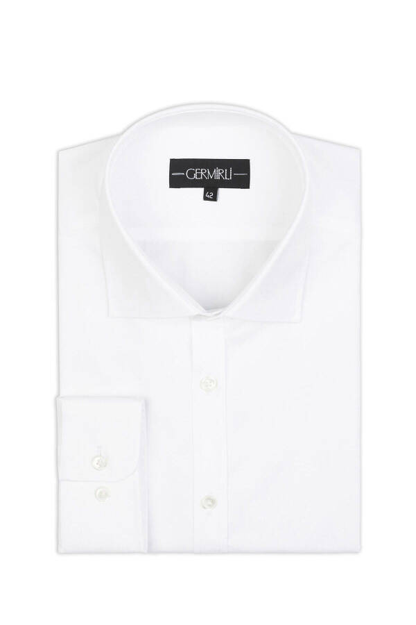 Black Label White Twill Texture Tailor Fit Classic Collar Thomas Mason Sea Island Cotton Shirt - 1