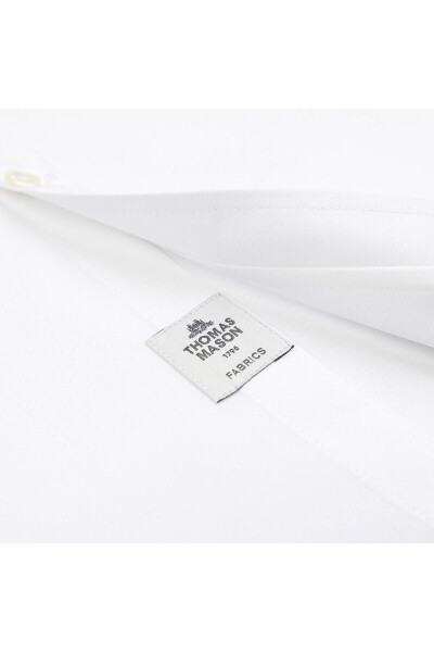 Black Label White Twill Texture Tailor Fit Classic Collar Thomas Mason Sea Island Cotton Shirt - 3