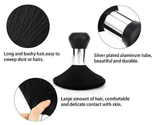Black Large Barber Brush Neck Duster, Beomeen Yumshoq Bo'yin Cho'tkasi Soch olish uchun, Bo'yin Yuzini Tozalash Soch Supurish Cho'tkalari Salon Asbobi - 3