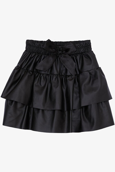 Black Layered Skirt with Bow for Girls (5-10 Years Old) - 5