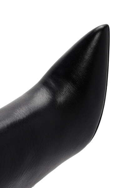 Black leather boots, thin heel, 24WFD122318 - 3