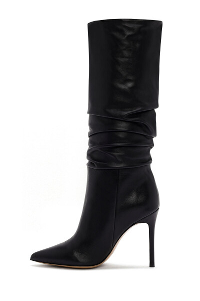 Black leather boots, thin heel, 24WFD122318 - 6